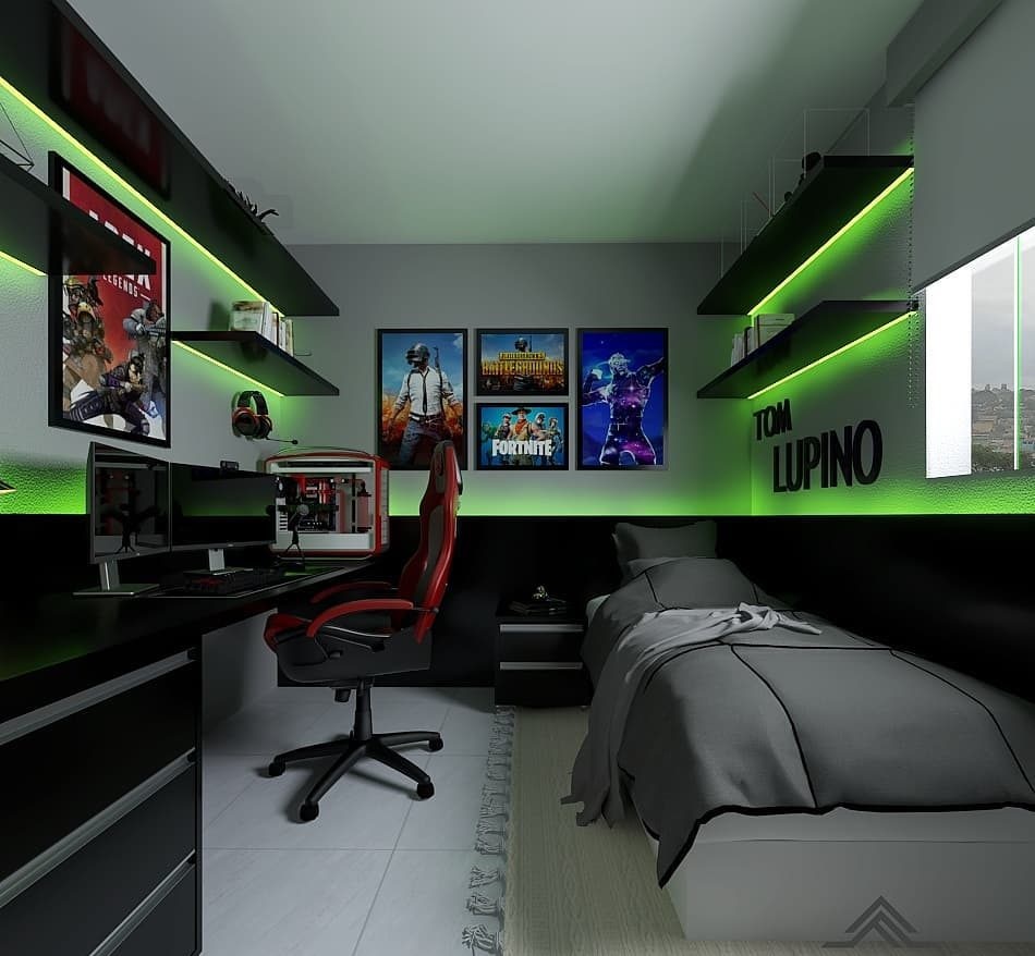 IDEIAS DE QUARTO GAMER COM LED MASCULINO E FEMININO